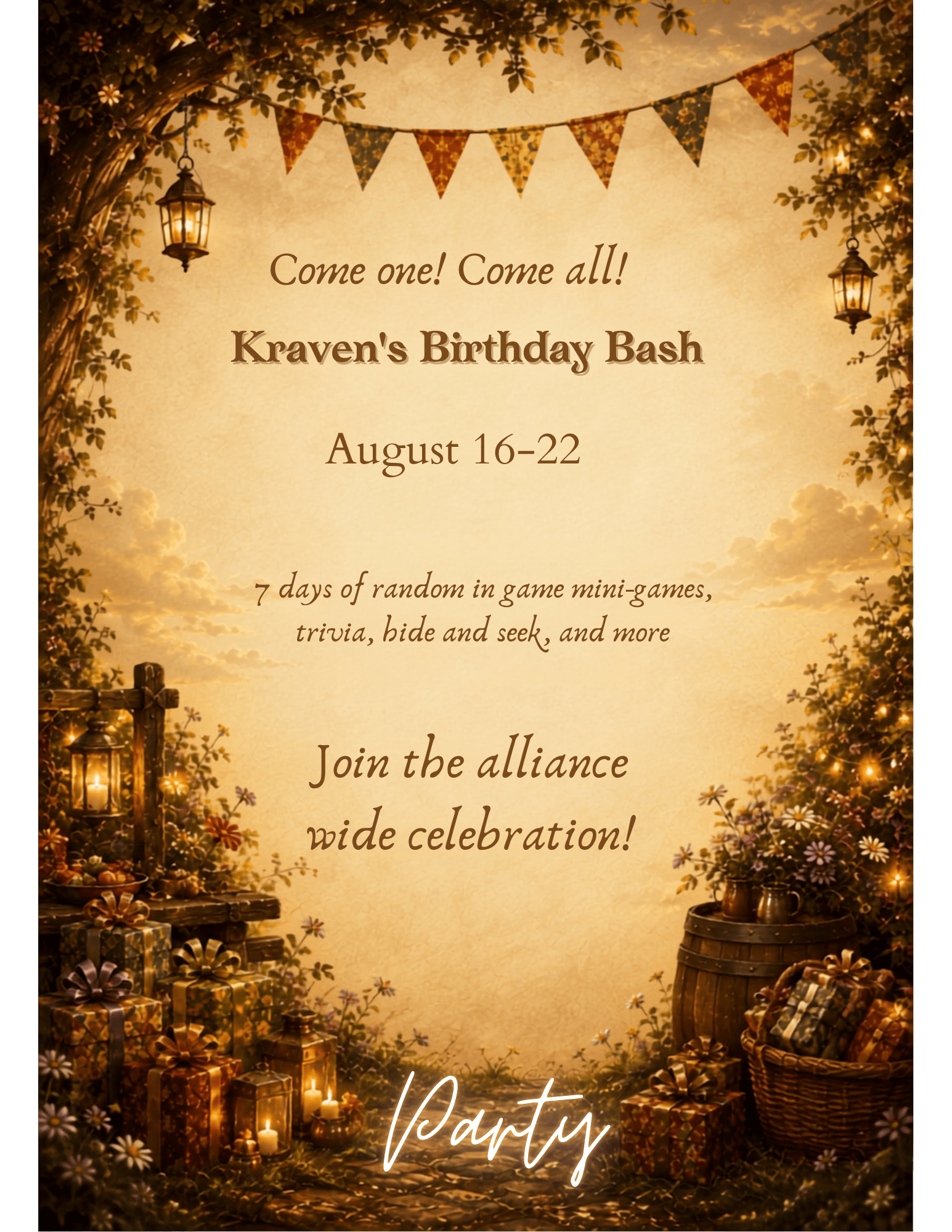 Kraven’s Birthday Bash — August 2026
